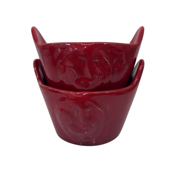 Set Of 2 Vtg Maioliche Jessica Serving Bowl 4"X 4.5" Red Ceramic Made In Italy - Picture 6 of 9